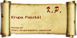 Krupa Paszkál névjegykártya